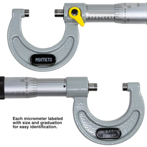 0-6" x 0.0001" Graduation Asimeto Enamel Micrometer Set