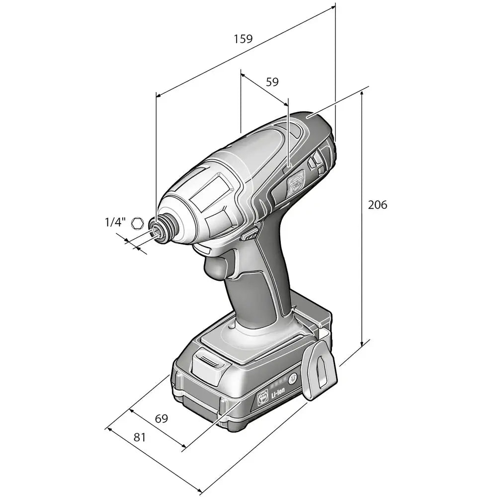 ASCD 12-100 W4C Cordless Impact Wrench 12V 1/4 in. Hex