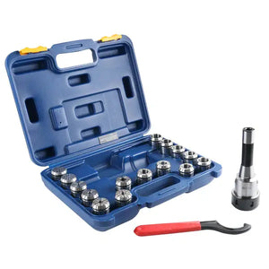 R8-OZ25 Collet Set 15 Pc/Sets , w/ 1 R8 Collet Chuck, and 1/8", 3/16", 1/4", 5/16", 3/8", 7/16", 1/2", 9/16", 5/8", 11/16", 3/4", 13/16", 7/8", 15/16" & 1" OZ25 Collets, 1 Spanner Wrench, 0223-0362