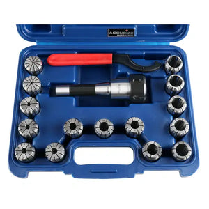R8-OZ25 Collet Set 15 Pc/Sets , w/ 1 R8 Collet Chuck, and 1/8", 3/16", 1/4", 5/16", 3/8", 7/16", 1/2", 9/16", 5/8", 11/16", 3/4", 13/16", 7/8", 15/16" & 1" OZ25 Collets, 1 Spanner Wrench, 0223-0362