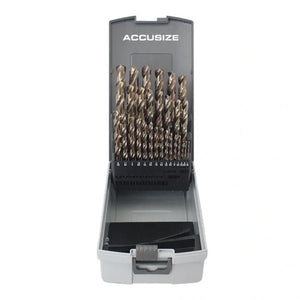 Accusize 0422-0029 - 29 Ps/set 135 Degree Split Point, M35 HSS+5% Cobalt , 1/16" - 1/2" by 1/64" Jobber Drill Set in Germany Rose-Plastic Box, Cobalt drill bit set