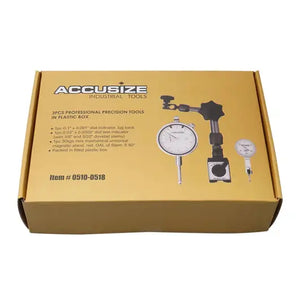 Accusize 0510-0518 - 3pc Measuring Tools Set, 1" x 0.001" Dial Indicator, 0.03" x 0.0005" Dial Test Indicator & a 30kgs Mini Magnetic Base, Professional Combo