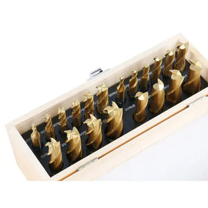 Accusize 1810-0100 - 20pc Tin Coated End Mill Set, Imperial