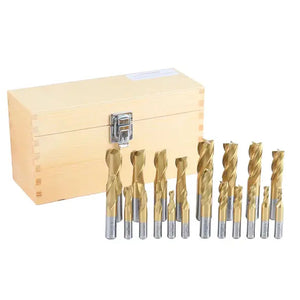 Accusize 1810-0100 - 20pc Tin Coated End Mill Set, Imperial