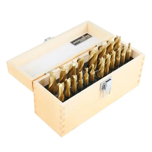 Accusize 1810-0100 - 20pc Tin Coated End Mill Set, Imperial