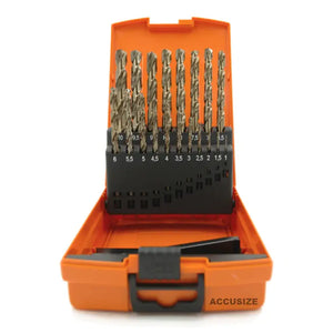 Accusize 3110-1119 - M35 HSS+5% Cobalt Metric Drill Set, 1 to 10mm by 0.5mm, 135 deg split point