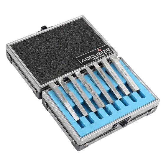 Accusize - 8 pcs H.S.S. Tool Bit Set, Pre-Ground for Turning & Facing Work, 1/4", 5/16", 3/8" & 1/2"