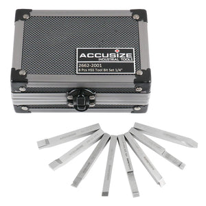 Accusize - 8 pcs H.S.S. Tool Bit Set, Pre-Ground for Turning & Facing Work, 1/4", 5/16", 3/8" & 1/2"