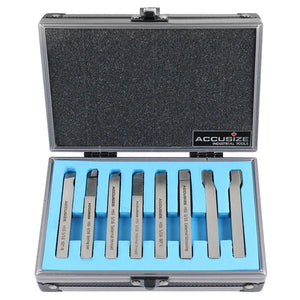 Accusize - 8 pcs H.S.S. Tool Bit Set, Pre-Ground for Turning & Facing Work, 1/4", 5/16", 3/8" & 1/2"