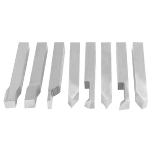 Accusize - 8 pcs H.S.S. Tool Bit Set, Pre-Ground for Turning & Facing Work, 1/4", 5/16", 3/8" & 1/2"