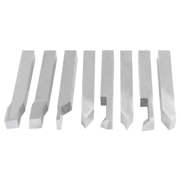 Accusize - 8 pcs H.S.S. Tool Bit Set, Pre-Ground for Turning & Facing Work, 1/4", 5/16", 3/8" & 1/2"