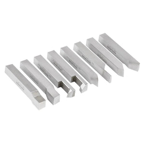 Accusize - 8 pcs H.S.S. Tool Bit Set, Pre-Ground for Turning & Facing Work, 1/4", 5/16", 3/8" & 1/2"