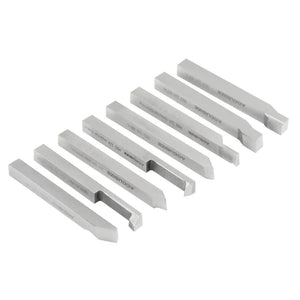 Accusize - 8 pcs H.S.S. Tool Bit Set, Pre-Ground for Turning & Facing Work, 1/4", 5/16", 3/8" & 1/2"