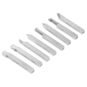 Accusize - 8 pcs H.S.S. Tool Bit Set, Pre-Ground for Turning & Facing Work, 1/4", 5/16", 3/8" & 1/2"