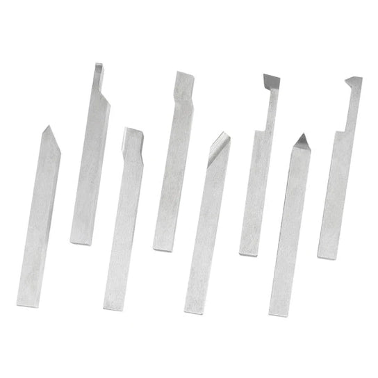 Accusize - 8 pcs H.S.S. Tool Bit Set, Pre-Ground for Turning & Facing Work, 1/4", 5/16", 3/8" & 1/2"
