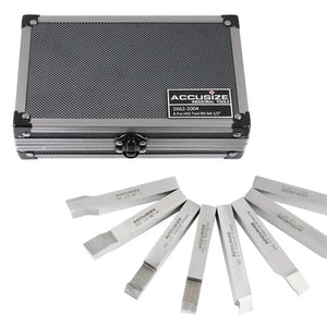 Accusize - 8 pcs H.S.S. Tool Bit Set, Pre-Ground for Turning & Facing Work, 1/4", 5/16", 3/8" & 1/2"