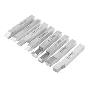 Accusize - 8 pcs H.S.S. Tool Bit Set, Pre-Ground for Turning & Facing Work, 1/4", 5/16", 3/8" & 1/2"