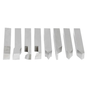 Accusize - 8 pcs H.S.S. Tool Bit Set, Pre-Ground for Turning & Facing Work, 1/4", 5/16", 3/8" & 1/2"