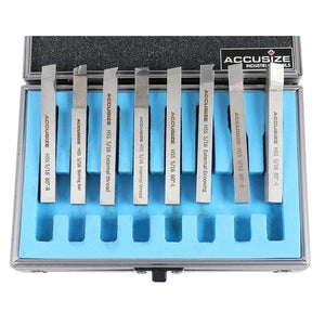 Accusize - 8 pcs H.S.S. Tool Bit Set, Pre-Ground for Turning & Facing Work, 1/4", 5/16", 3/8" & 1/2"
