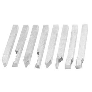 Accusize - 8 pcs H.S.S. Tool Bit Set, Pre-Ground for Turning & Facing Work, 1/4", 5/16", 3/8" & 1/2"