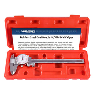 Dual Needle Precision Inch/Metric Dial Caliper, Stainless Steel 6"/150mm