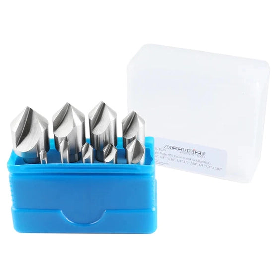 Accusize - Single Flute HSS Countersink Sets, 9 pcs/set