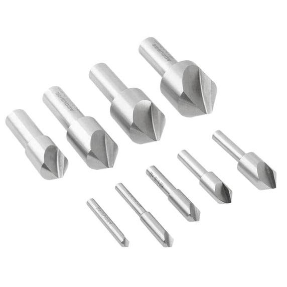Accusize - Single Flute HSS Countersink Sets, 9 pcs/set