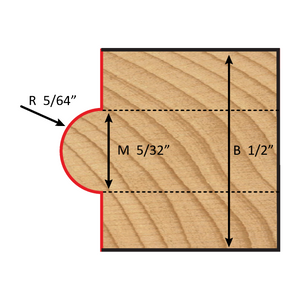 Dimar 129R8-3 - 17/32" Dia, Carbide Tipped, Half Round Bull Nose Bit, 2 Flutes, 1/2" Shank, 2 3/16" Length