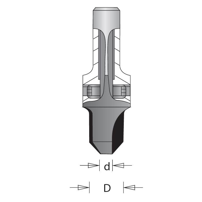 Dimar 200-CT-5 - 7/16" Dia, Carbide Tipped, Countersink, 3/16" d1, 2 Flutes, 3/8" Shank