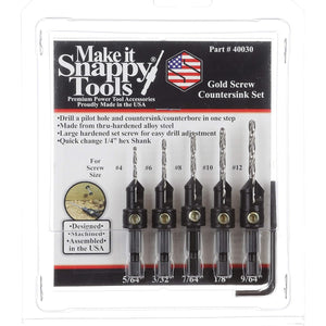 Dimar 40030 - 5 Pcs Snappy Countersink Set - 5/64", 3/32", 7/64", 1/8" and 9/64"