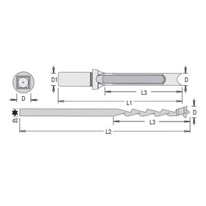 Dimar MQD-005 - 1/2" Dia, Mortising Chisel and Drill Bit Set. 5/8" Shank, Cutting Length 3 5/32"