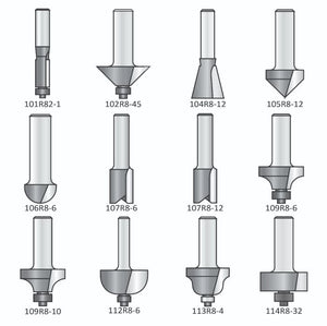 Dimar R-SET-12 - Carbide Tipped, 12 Piece Router Bit Set, 2 Flutes, 1/2" Shank