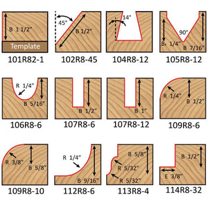 Dimar R-SET-12 - Carbide Tipped, 12 Piece Router Bit Set, 2 Flutes, 1/2" Shank