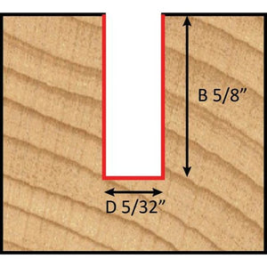 Dimar SC44 - 5/32" Dia, Solid Carbide, Spiral Bit for Man Made material, 2 Flute, Upcut, 5/8" Cutting Length, 1/4" Shank, 2 1/2" Length