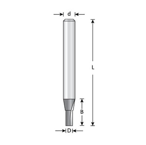 Dimar SCR4-4 - 5/32" Dia, Solid Carbide, Straight Bit, 2 Flute, 1/4" Shank, 2" Length