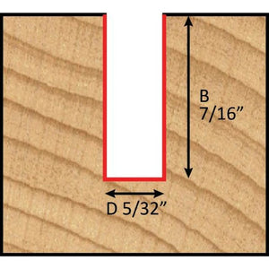 Dimar SCR4-4 - 5/32" Dia, Solid Carbide, Straight Bit, 2 Flute, 1/4" Shank, 2" Length