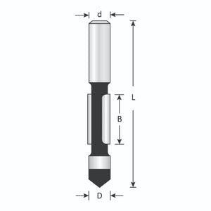Dimar WP115812SF - 1/2" Dia, Carbide Tipped, Panel Pilot with Drilling Point, 2 Flute, 1/2" Shank, 3 9/16" Length