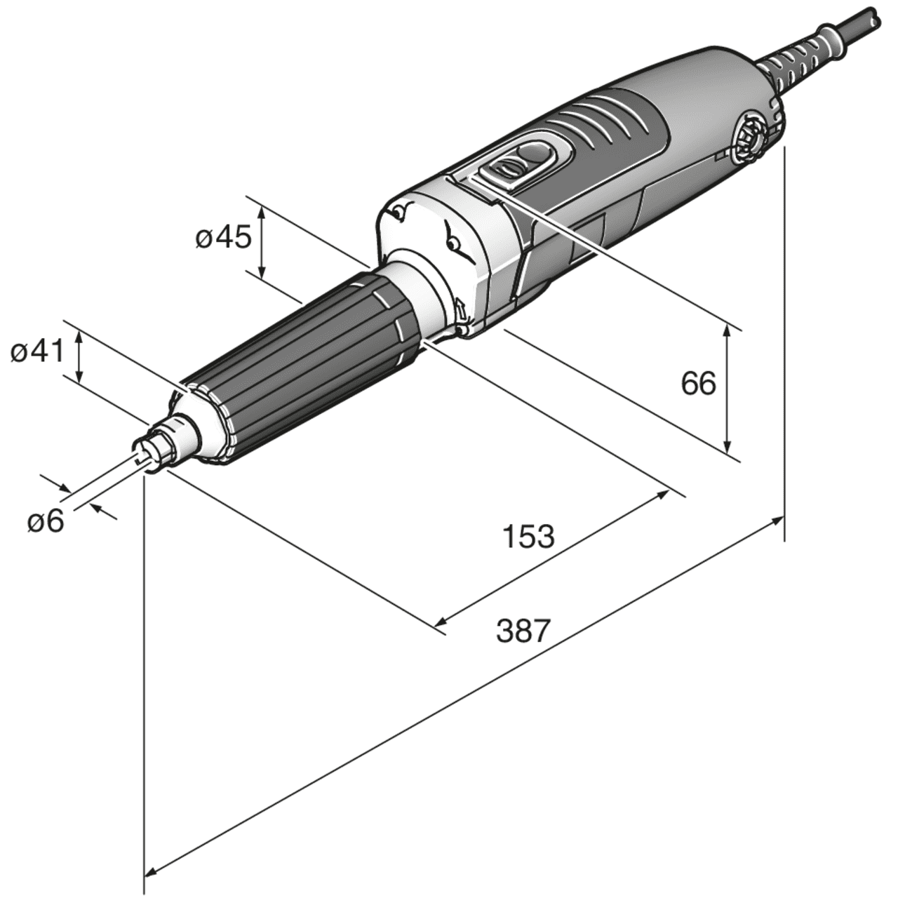 GSZ4-90EL Die Grinder 350W long neck - 3500 to 8500 RPM 120V