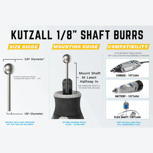 KUTZALL - SPHERE BURR, 1/8 SHAFT