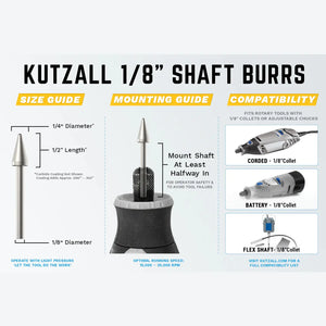 KUTZALL - TAPER BURR, 1/8 SHAFT