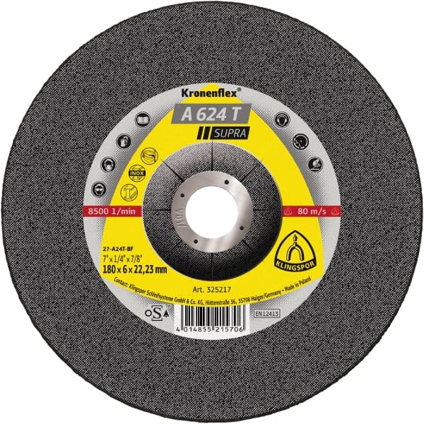 Klingspor A 624 T Supra - Kronenflex grinding discs for Steel, Stainless steel, Castings