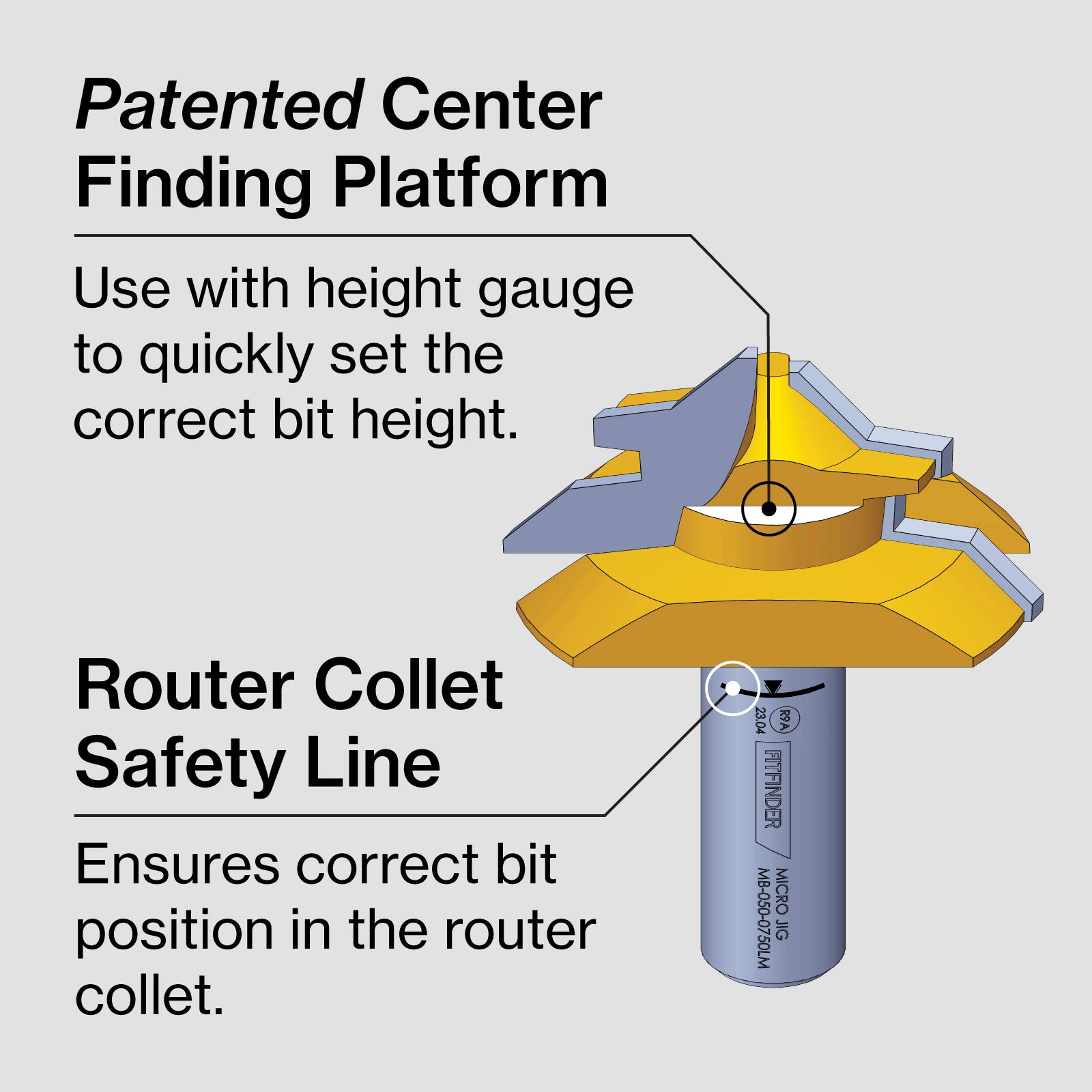 Microjig MB-050-0750LM - FITFINDER Lock Miter Router Bit 1/2" Shank