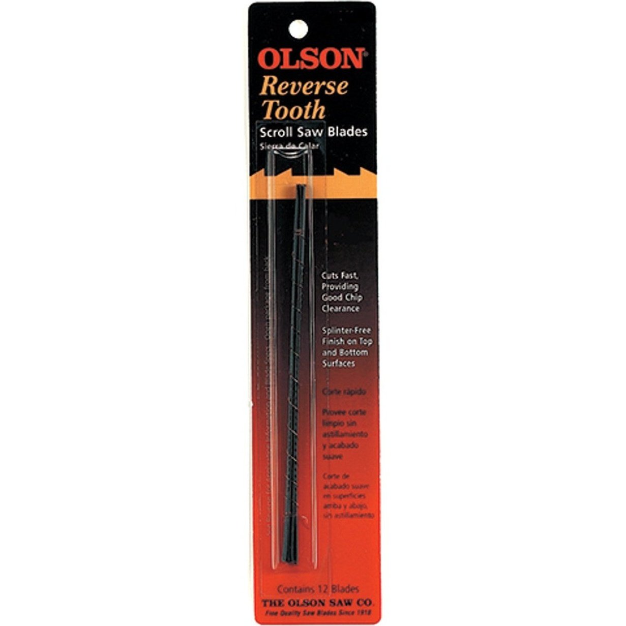 Olson Reverse Tooth Scroll Saw Blades 115Tpi 8 Rev