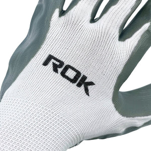 ROK 70810 Nitrile Coated Gloves Grey / White 6pk
