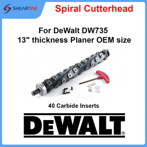 Sheartak S00512 Spiral Cutterhead for DeWalt DW735 13" thickness Planer OEM size