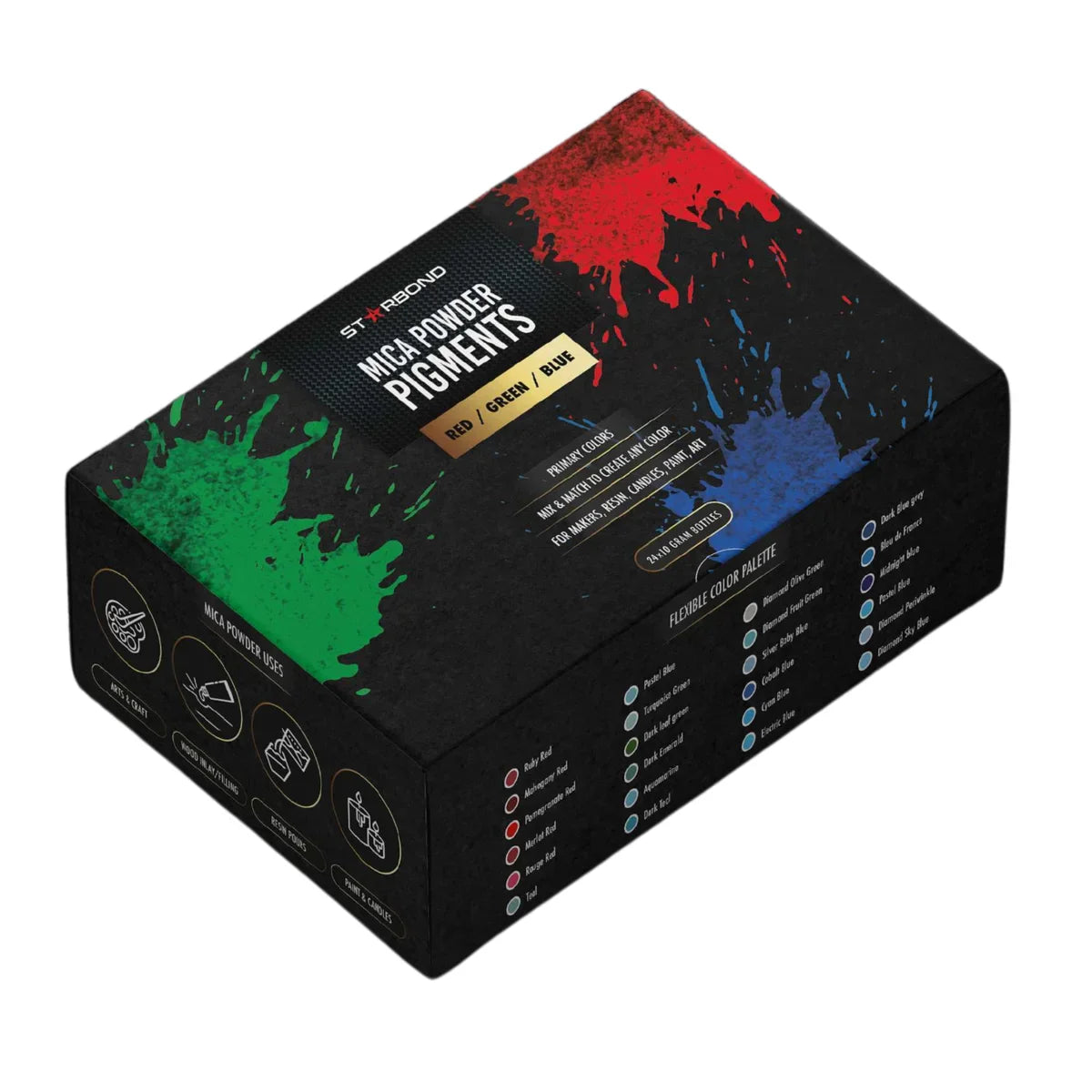 StarBond 24-Choices Mica Powder Creativity Set Red, Blue, Green , 10g bottles