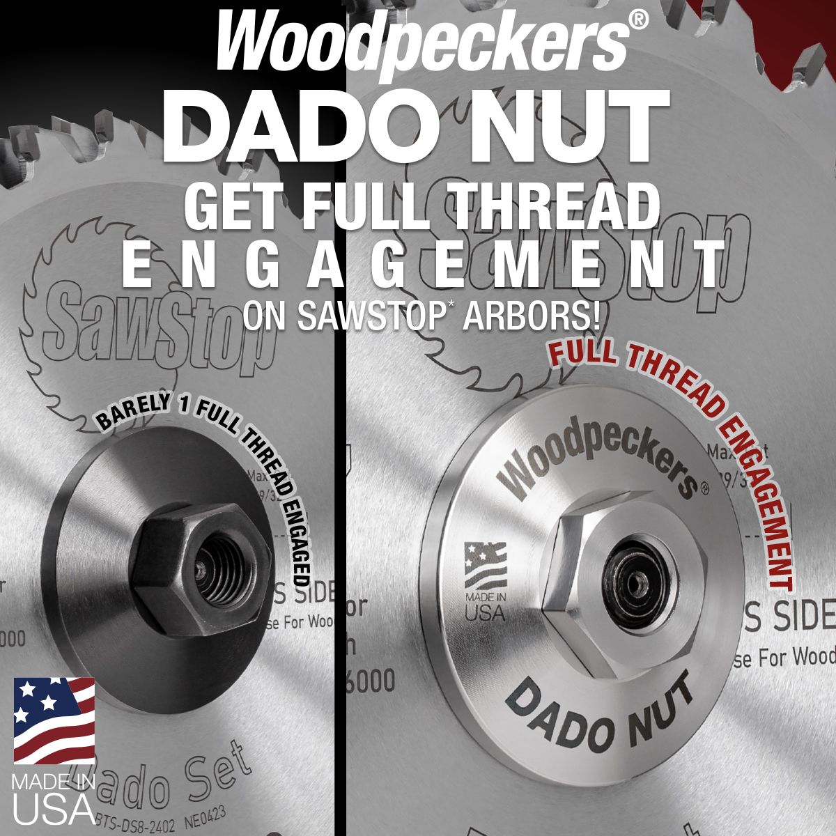 Woodpeckers Dado Nut for SawStop Table Saws