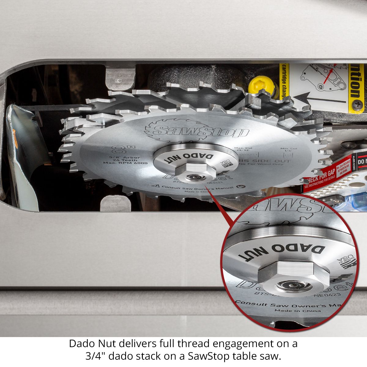 Woodpeckers Dado Nut for SawStop Table Saws