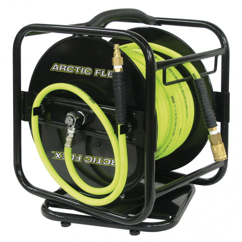 1/4" X 100' MANUAL AIR HOSE REEL W/HYBRIDE POLYMER AIR HOSE
