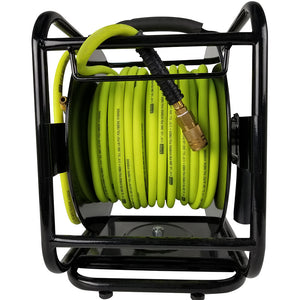 1/4" X 100' MANUAL AIR HOSE REEL W/HYBRIDE POLYMER AIR HOSE